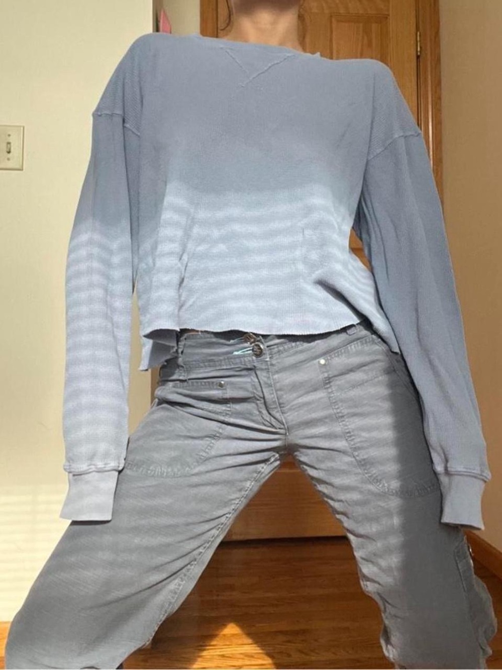 Brandy Melville Women's Long-Sleeve Thermal Waffle Top